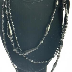 Glass Black Glass Beads Beaded Strand Necklace